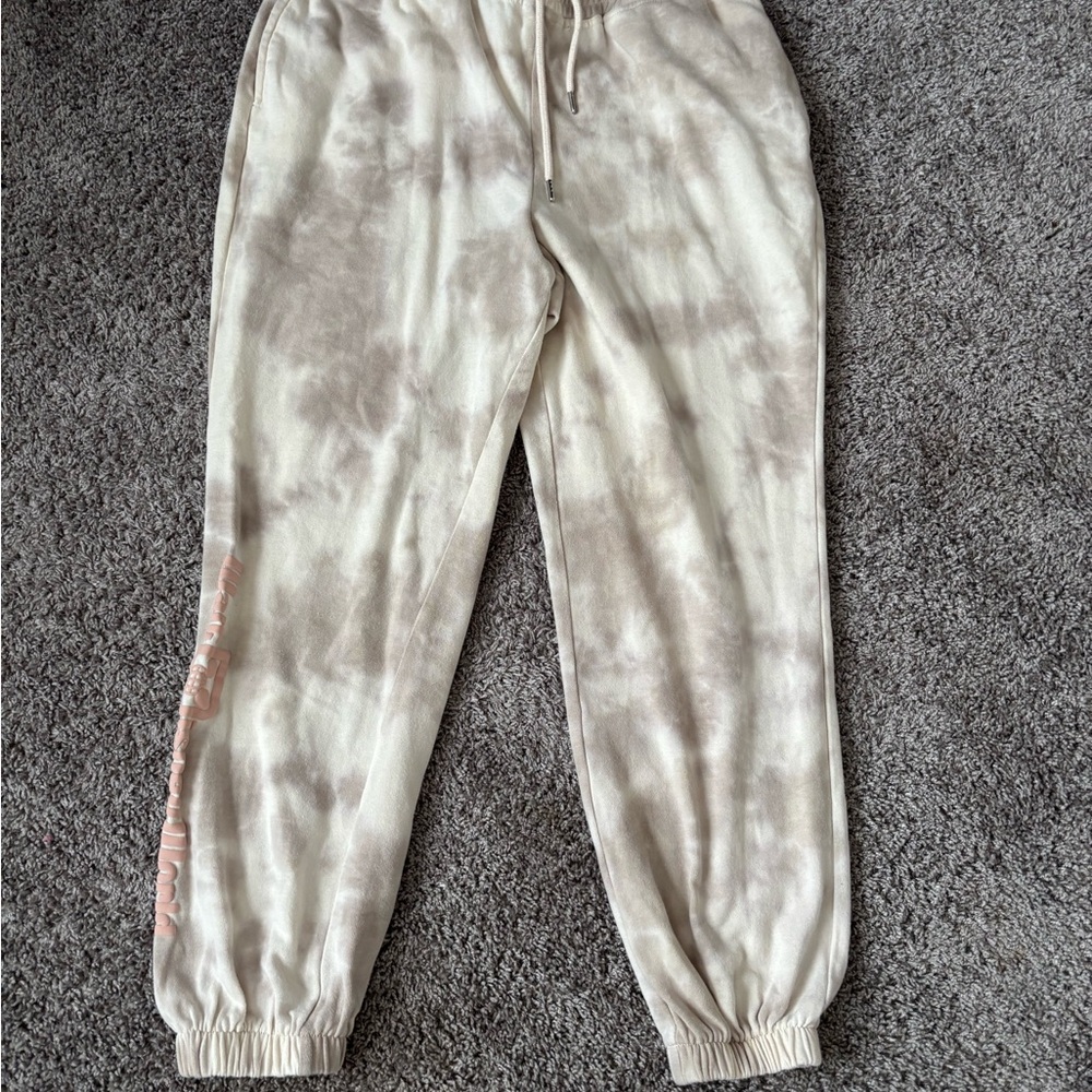 Disney Cream and Gray Tie-Dye Joggers